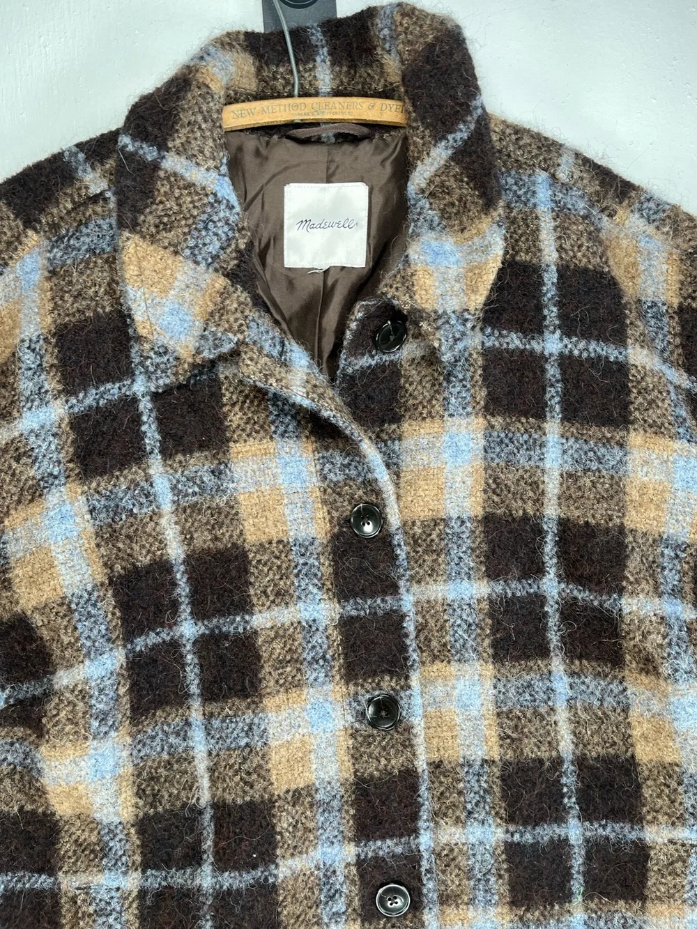 Madewell Belrose Shirt Jacket Cassel Plaid Wool Shacket Plus Size 3X Fuzzy Blue
